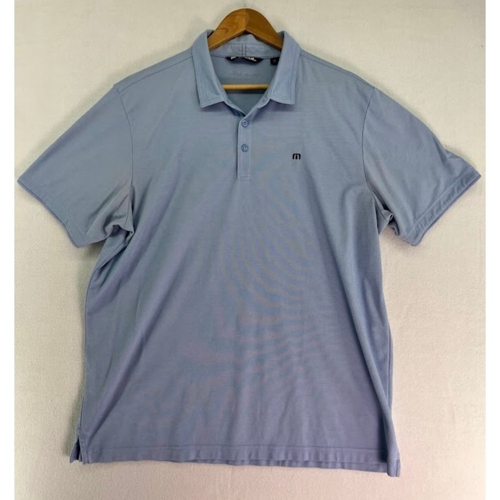 Travis Mathew Size XXL Blue Short Sleeve Polo Golf Shirt‎ Pima Cotton Blend